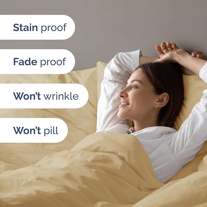 CGK Unlimited Duvet Cover Twin/Twin XL Size Set - Extra Soft Duvet Cover 68 x 90 with 1 Pillow Sham - Hotel Quality, Fade Free w/Zipper Closures & Ties - Bedding and Bed Linens Set (Beige)