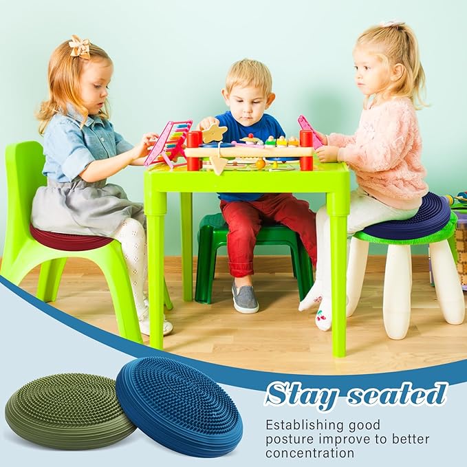 Libima 4 Pcs Wiggle Seat Inflated Wobble Cushion for Sensory Kid 13 Inches Balance Disc Flexible Seating for Classroom Sensory Pad for Chair Wiggle Cushion