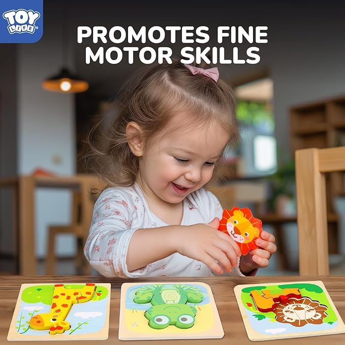 TOY Life Wooden Toddler Puzzles for 1-3, Montessori Toys for 1 2 3 Year Old, Animals Puzzles for Toddlers 2-4, Kids Wood Puzzle Educational Toy for Baby 12-19, Best Learning Toy Gifts for Boys Girls
