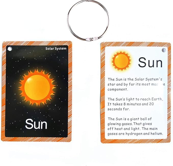 Set of The Solar System and Moon Phase Flashcards for Toddlers | Kids Learning Flashcard & Montessori Pocket Cards | Perfect for Pre-K Decor Background Wall Stickers, Teacher/Autism Therapists Tools