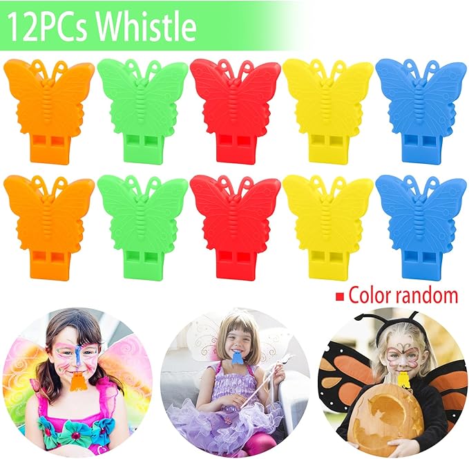 196Pcs Butterfly Party Favors Butterfly Birthday Party Supplies Tattoos Stickers Bracelets Necklaces Rings Whistles Keychains Fairy Party Favors for Girls Birthday Party Favor