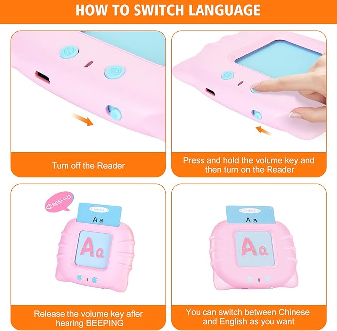 Talking Flash Cards with 384 Sight Words (Including Letters and Numbers), Montessori Educational Learning Interactive Toddler Toys, Speech Therapy and Autism Sensory Toys, Pink