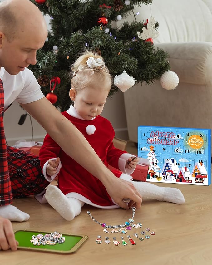 Advent Calendar 2024 Girls, Unicorn & Christmas Themed Charm Bracelets Advent Calendars for Kids Teens 4-12, Best Friends Jewelry Making Kit Craft Toys Countdown Advent Calender for Teenagers & Women