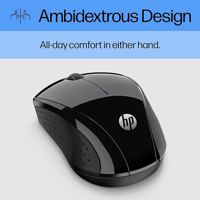 HP X3000 G2 Wireless Mouse - Ambidextrous 3-Button Control, & Scroll Wheel - Multi-Surface Technology, 1600 DPI Optical Sensor - Win, Chrome, Mac OS - Up to 15-Month Battery Life (‎28Y30AA#ABA, Black)