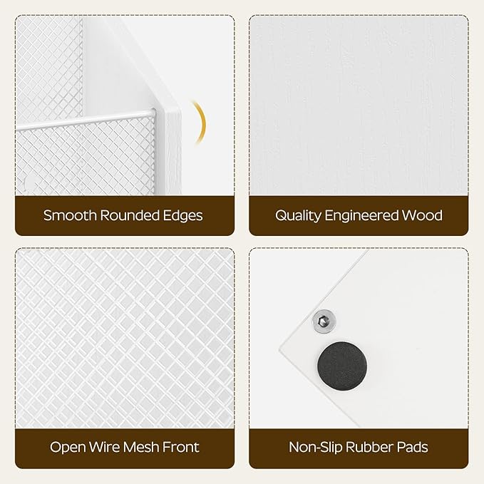 YATINEY Magazine Holder, Wood Magazine Rack Floor, Mail Organizer Countertop, Magazine Mail Holder Sorter, Record Holder for Magazines, Books, Newspapers, Tablets, White MR02WW