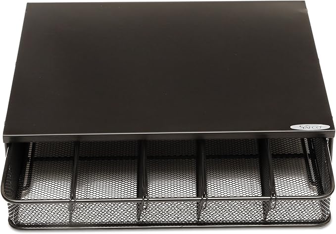 Safco Coffee and Sugar Organizer 3274BL Hospitality Tray, Home, Office, & Hotel, 1 Drawer, Black, 12"W x 11"D x 3 ¼"H