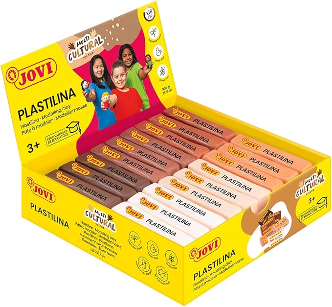 Jovi Modeling Clay; Multicultural Colors, 50gz. Bars, Set of 18, 3 Each of 6 Colors