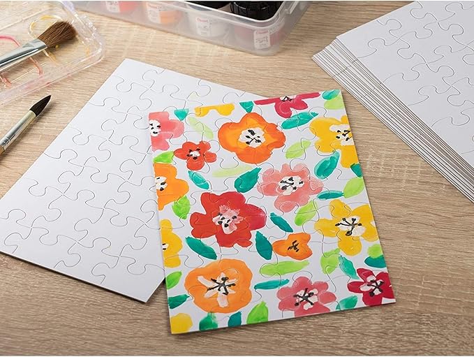 Juvale 48 Sheets Blank Puzzles to Draw On Bulk – 6x8 inch Make Your Own Jigsaw Puzzle for Kids Crafts Projects (28 Pieces Each)