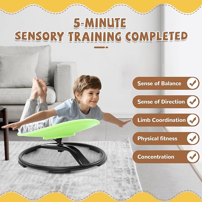 Zhenx Spinning Chair for Kids, Autism Kids Swivel Chair, Kids Sensory Chair, Spinning Chair for Autistic Kids & ADHD Children, Sit and Spin Training Body Coordination (Green)