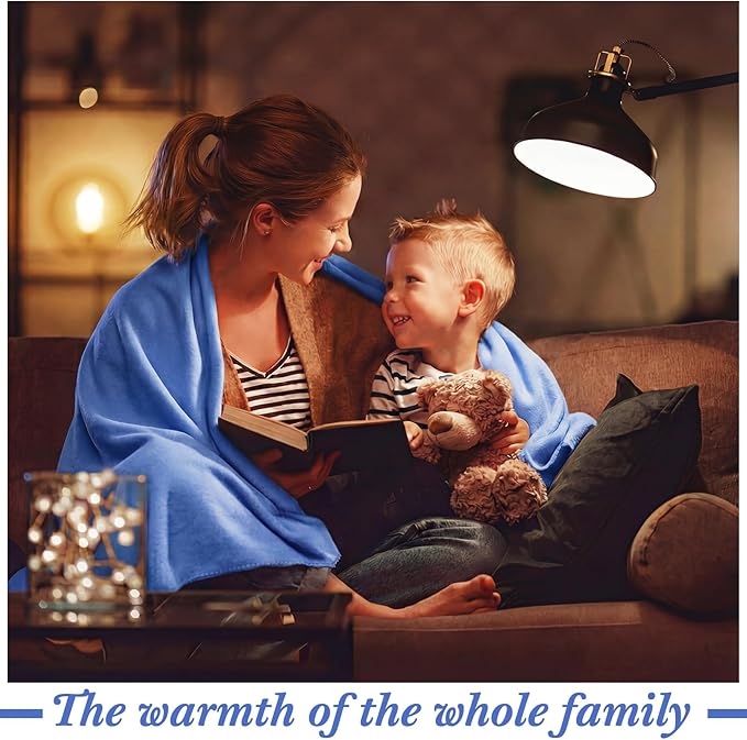 Buryeah 10 Pcs Fleece Blanket Bulk Soft Warm Blankets Cozy Fleece Lightweight Throw Blankets Plush Pet Throw Blanket for Home Bed Sofa Office Wedding Gifts Travel(50" X 60",Bright Blue)