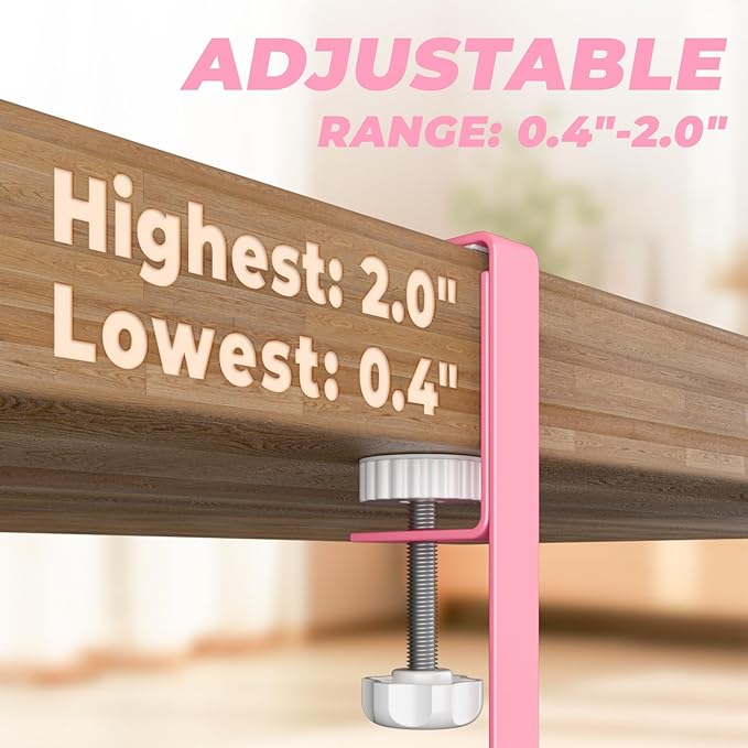 Under Desk Cable Management Tray, 15.7'' No Drill Steel Desk Cable Organizers, Wire Management Tray Cable Management Rack (1 Pack-Pink)