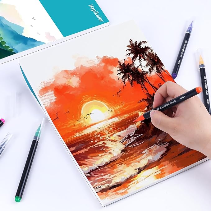 Hapikalor 8.5"x11" Watercolor Paper Pad, 1-Pack, 140lb/300gsm Artist Painting Drawing Paper Book, Art Supplies for Adults Kids, Watercolors, Watercolor Paint Set, Sketchbook, Journal, Teal