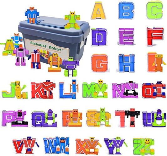 Alphabet Robots for Kids Alphabet Learning Toys, ABC Learning Toys for Kids Ages 3-5, Alphabots Transforming Alphabet Toy Robots for Kids 3-5, Alpha Bots, Carnival Prizes, Christmas Toys