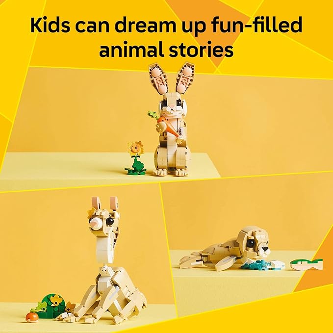 LEGO Creator 3 in 1 Cute Bunny Toy - Building Toy Set with 3 Build Options, Bunny, Seal, or Llama - Animal Figures for Kids, Girls and Boys, Ages 8+ - Gift Idea for Birthdays - 31162