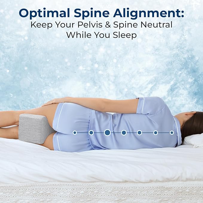 5 STARS UNITED Knee Pillow for Side Sleepers - Hip Pain Relief - Cooling Cover - Memory Foam Leg Cushion for Side Sleeping - Between Legs Pillow for Sciatica & Lower Back Pain, Arctic Gray