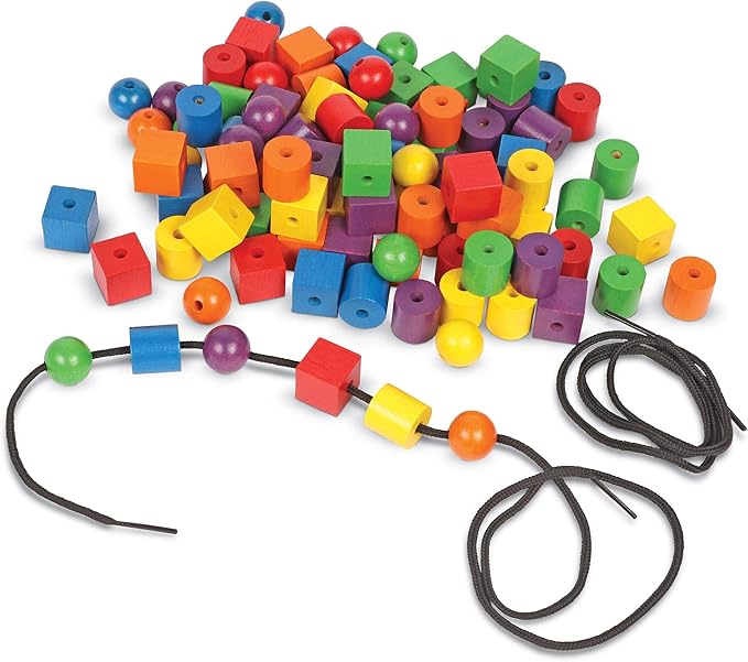 Learning Resources Beads in a Bucket, Set of 110, Ages 3+, Lacing Beads, Fine Motor Skills,Back to School Supplies,Teacher Supplies for Classroom