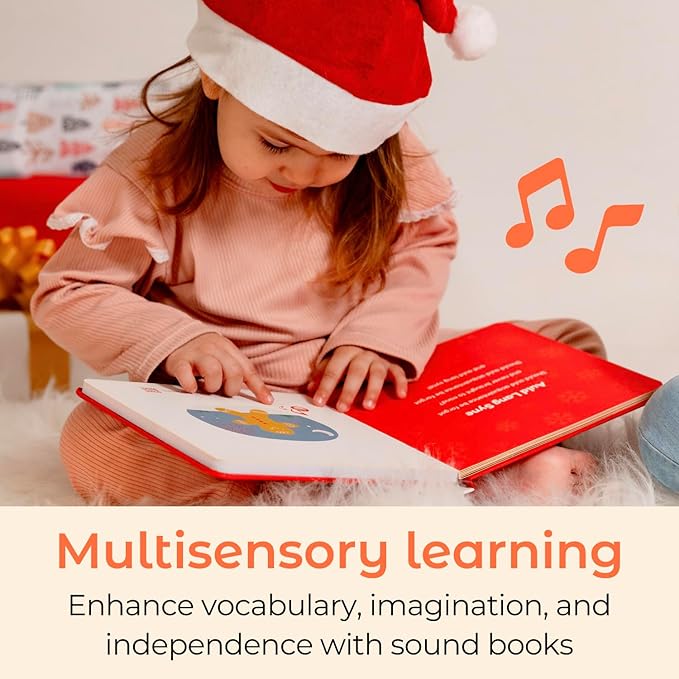 Cali's Books Jingle Bells USB-C Rechargeable Christmas Musical Book - Toddler Interactive Christmas Books for Kids and Babies - Sound Books for Toddlers 1-3 - Baby