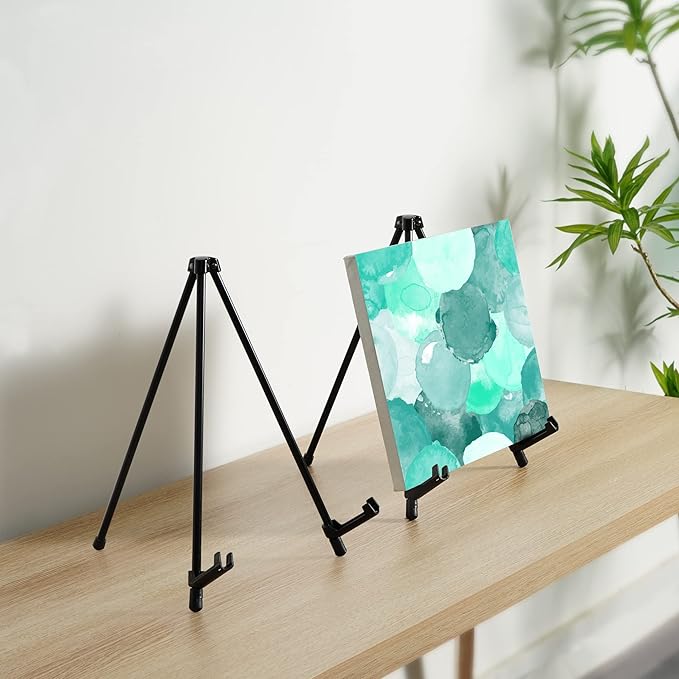 ARTIFY 14'' Tabletop Instant Display Easel, Black Steel Table Top Easels for Display, Tripod for Canvas, Paintings, Signs, Posters