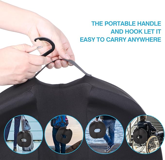 Donut Pillow Seat Cushion for Tailbone Pain, Prostate, Sciatica, Pelvic Floor, Pressure Sores, Pregnancy, Perineal Surgery, Postpartum Recovery Pain Pressure Relief Memory Foam Chair Pad