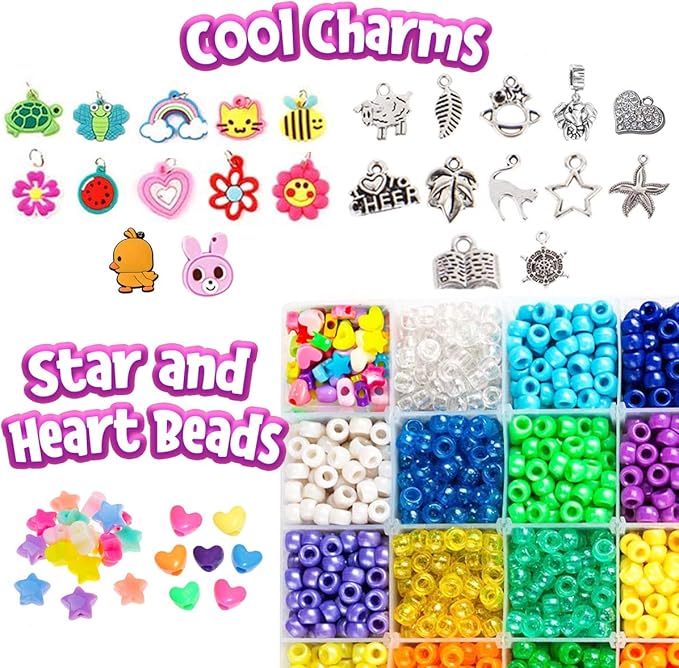Goody King Jewelry Making Kit Beads for Bracelets - 5000+pcs Bead Craft Kit Set, Glass Pony Seed Letter Alphabet DIY Art and Craft - Gift for Her Women Kid Age 6 7 8 9 (9mm)