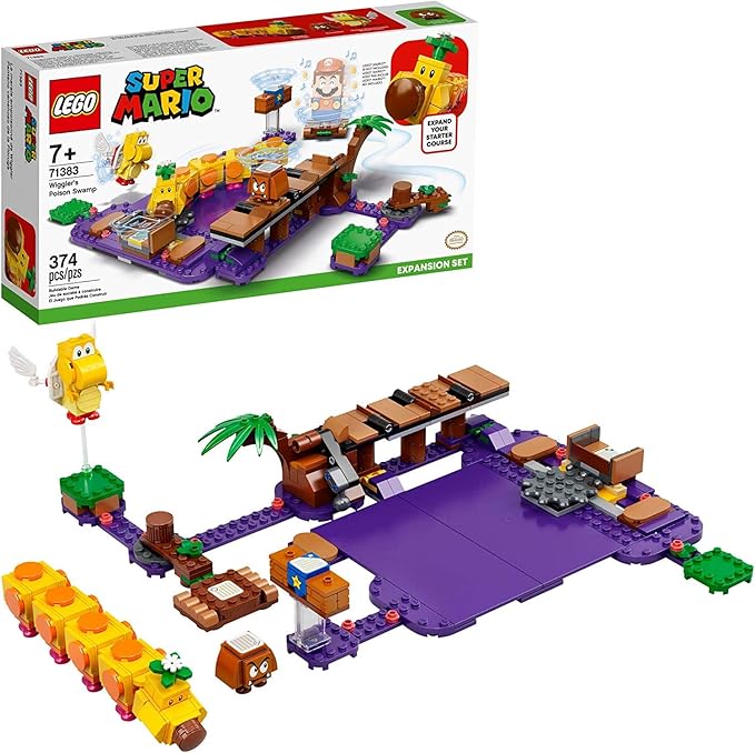 LEGO Super Mario Wiggler’s Poison Swamp Expansion Set 71383 Building Kit; Unique Gift Toy Playset for Creative Kids, New 2021 (374 Pieces)