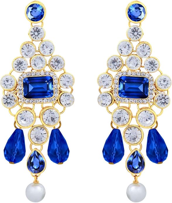 Aheli Kundan and Simulated Colored Stones Indian Ethnic Maang Tikka Necklace and Earrings Set Bollywood Festive Statement Jewelry Gift for Women