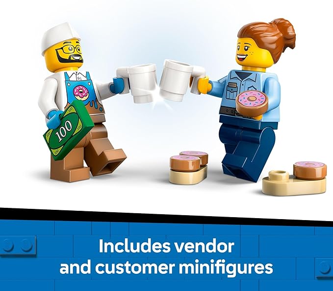 LEGO City Donut Truck Toy - Building Toy for Kids, Boys and Girls, Ages 5+ - Mobile Donut Stand with 2 Minifigures and Other Accessories - Fun Gift Idea for Birthdays and Holidays - 60452