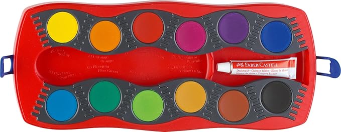 Faber-Castell Connector Watercolor Paint Set for Kids - 12 Watercolor Paint Colors, Watercolors for Kids Ages 6-8+, Multicolor