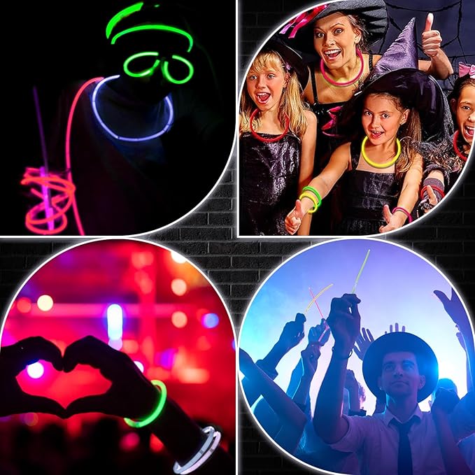 Green Glow Sticks Bulk,200 Pcs Glow Bracelets and Glow Necklaces with Connectors,Glow in The Dark Party Supplies,Glow Party Favors,Glowsticks for Party Christmas Carnival Birthday (8 Inch)