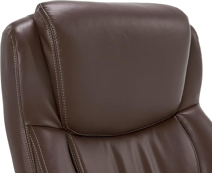 La-Z-Boy Delano Big & Tall Executive Office Chair | High Back Ergonomic Lumbar Support, Bonded Leather, Brown with Weathered Gray Wood |