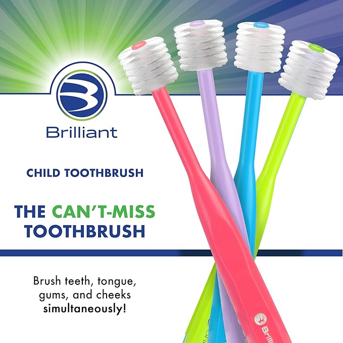 Brilliant Oral Care Child Toothbrush with Soft Bristles and Round Head, for a Kid Approved, Easy to Use All-Around Clean Mouth, Ages 2-5 Years, Lime, 1 Pack
