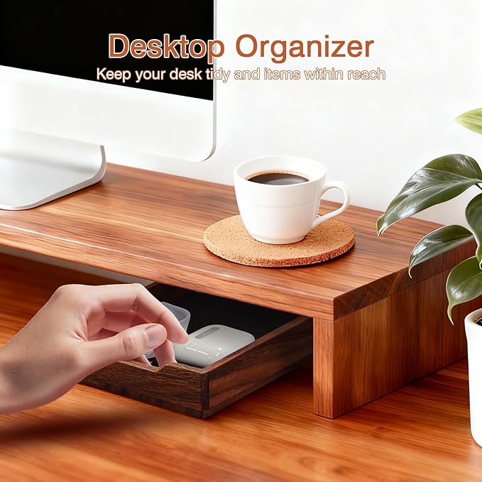 Moginno Desk Tray Organizer Drawer for Home Office, Desktop Accessories Walnut Desk Organizer Tray for Keys, Pen, Watch