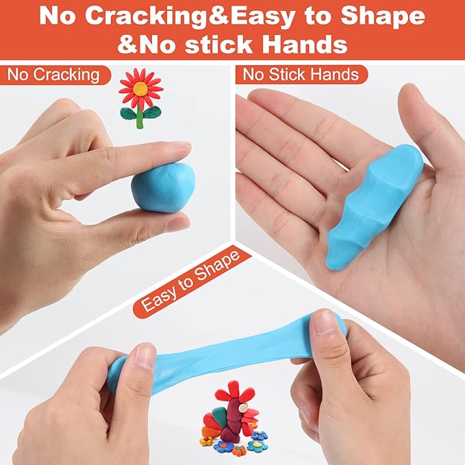 CiaraQ Polymer Clay Starter kit, Oven Bake Modeling Clay with Sculpting Tools, 28 Colors,1.7 lb