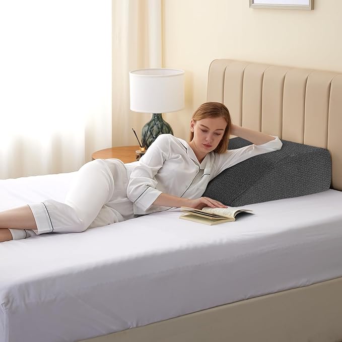 Bedluxe Leg Elevation Pillows, Leg Pillows for Sleeping, Cooling Gel Memory Foam Top, Wedge Pillow for Legs, Leg Wedges for Circulation, Swelling, After Surgery - Removable Cover (8 Inch, Black)