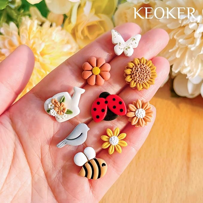 Keoker Spring Clay Cutters,12 Spring Polymer Clay Cutters, Flower Clay Cutters, Spring Clay Cutters for Polymer Clay Jewelry, (A)