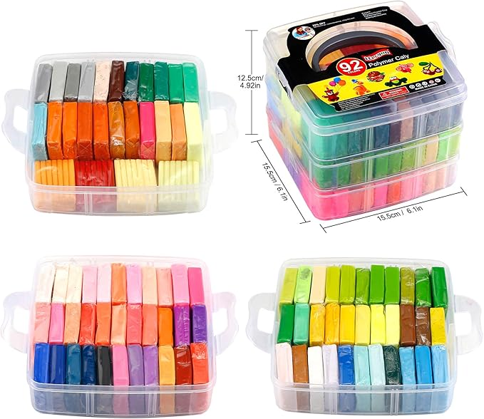 ifergoo Polymer Clay Starter Kit, 92 Colors 0.9oz/Block Oven Bake Modeling Clay, Non-Toxic Molding DIY Kids Clay with Sculpting Tools for Boys and Girls, Beginner