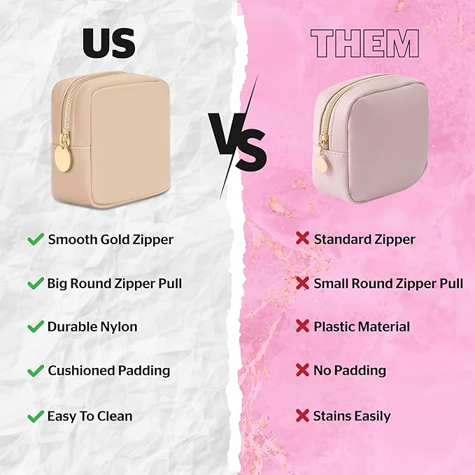 DANCOUR Nylon Makeup Bags for Women Large Preppy Travel Toiletry Pouch Cosmetic Bag Makeup Organizer