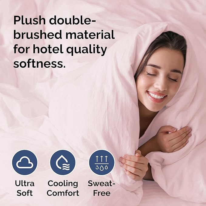 Duvet Cover Queen Size Set - Extra Soft Queen Size Duvet Cover 90 x 90 with 2 Pillow Shams - Hotel Luxury Easy Care & Fade Free w/Zipper Closures & Ties - Comfy Breathable Bedding Set (Lavender Pink)