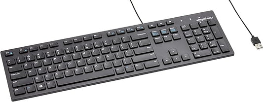 Amazon Basics Wired QWERTY Keyboard, Full-Sized, Black