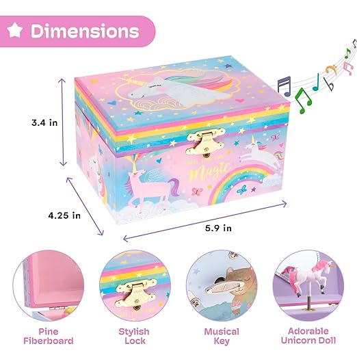 Jewelkeeper Jewelry Box for Girls, Cotton Candy Unicorn Musical Jewelry Boxes, The Beautiful Dreamer Tune and Spinning Unicorn Doll, Toys for Girls