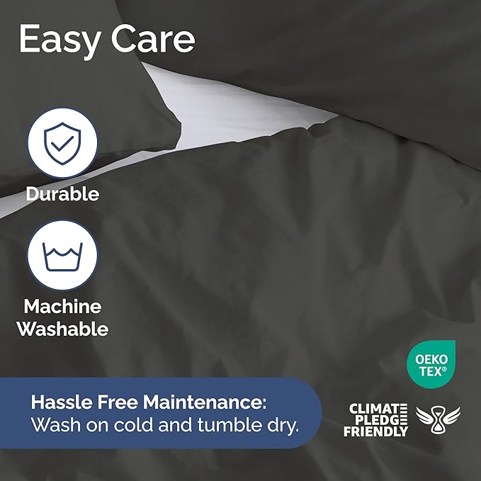 Duvet Cover Twin/Twin XL Size Set - Extra Soft Duvet Cover 68 x 90 with 1 Pillow Sham - Hotel Luxury, Easy Care and Fade Free w/ Zipper Closures & Ties - Comfy, Cozy Breathable Bedding Set (Charcoal)