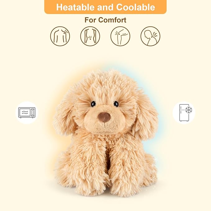 Warmable Golden Retriever Plush Toy, Microwavable Stuffed Animal Heating Pads for Period & Stress Relief, Lavender Dog Stuffed Animal for Anxiety, Bedtime, Puppy Plushie Gifts for Kid Women