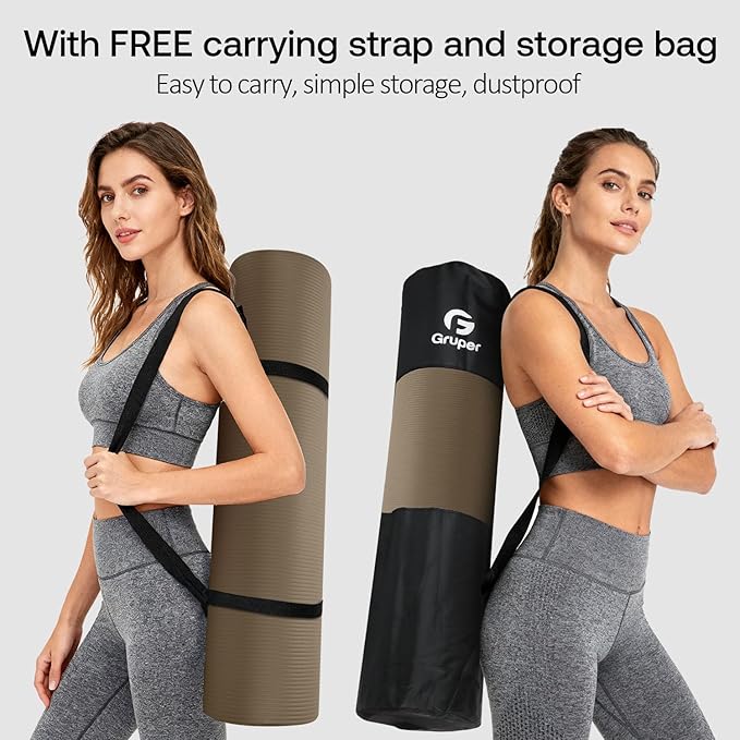 Yoga Mat Non Slip NBR Extra Thick Yoga Mat, 72"L x 32"/24"W x 0.6"/0.4"TH (185cm x 80cm/61cm x 15mm/10mm), Anti-Tear Exercise Mat with Carrying Strap and Bag, Workout Mats for Yoga, Pilates