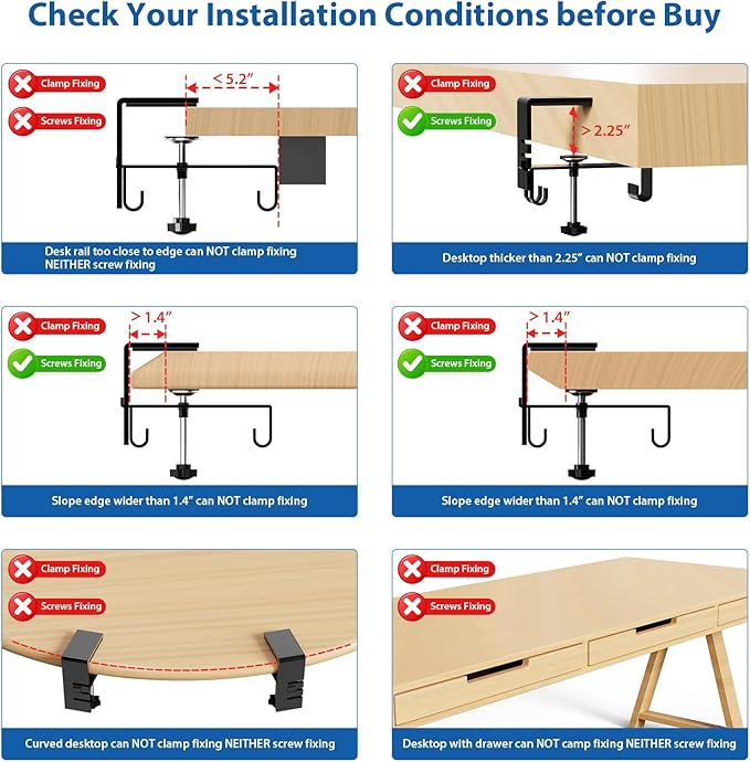 Zilink No Drill Under Desk Cable Management Tray 30" Cord Organizer for Table Clamp/Screw Mount Desk Cable Management Sturdy Waterproof Fabric Cord Hiders for Office, Home