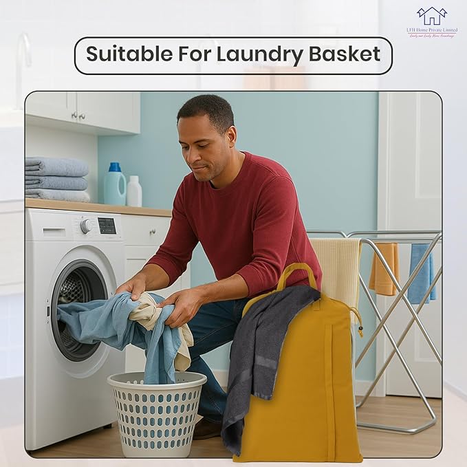 LFH Home Large Premium Cotton Canvas Laundry Bag with Drawstring and Handles Heavy Duty, Multi-Use, and Washable for Home, Travel, College or Storage 24x36 (Pack of 4)-Yellow