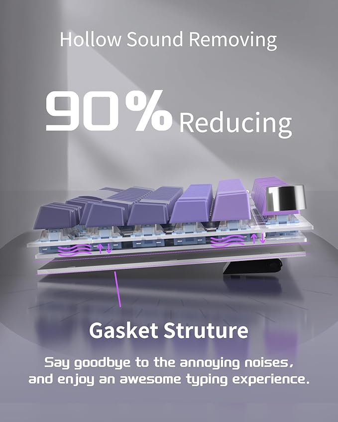 MageGee SKY81 75% Mechanical Gaming Keyboard, RGB Hot Swappable Wired Custom Creamy Keyboards with 5-Layer Sound Dampening, Knob, Side Printed Keycaps for Win/Mac (Dark Purple, Blue Whale Switch)