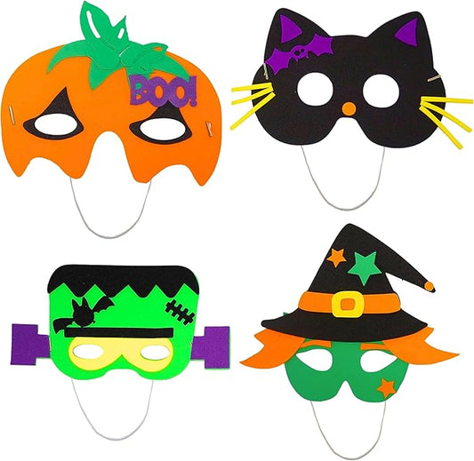 4E's Novelty Halloween Crafts for Kids - Self Adhesive Mask Foam Craft Kit School Home Group Activities Party Supplies