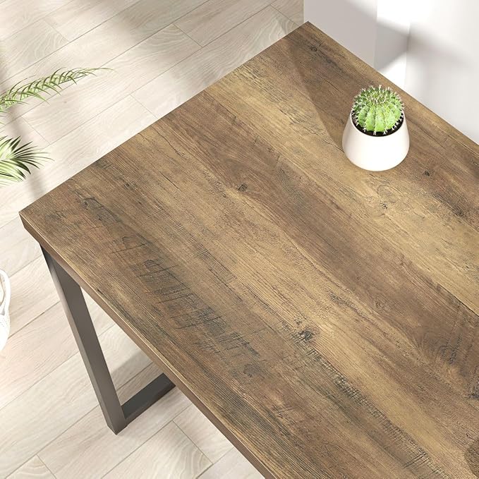 FOLUBAN Modern Home Office Desk, Rustic Wood and Metal Computer Desk, Industrial Study Writing Gaming Table Workstation, Vintage Laptop PC Desk, Oak 47 Inch