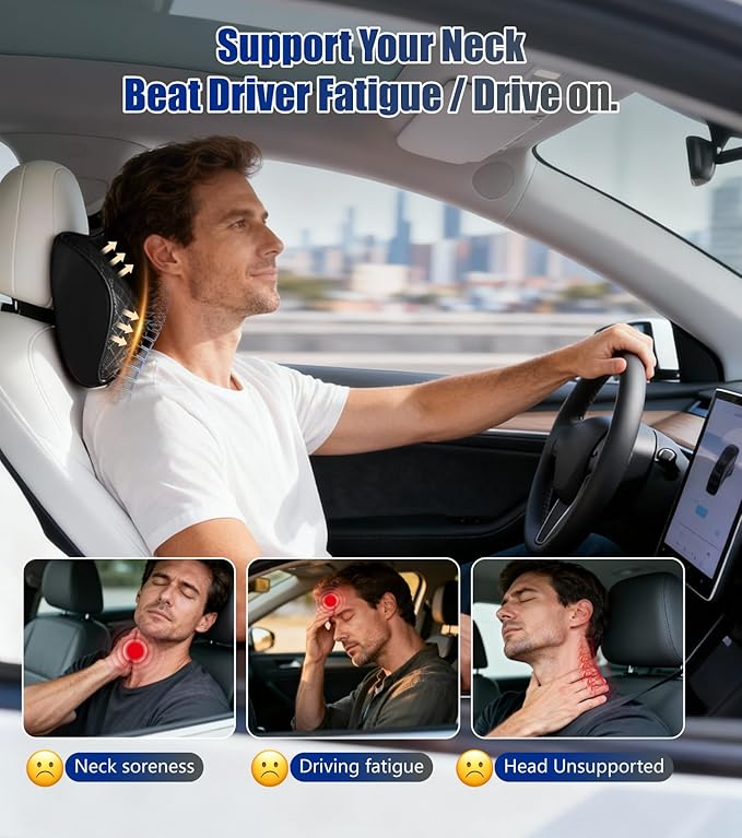 2Pcs Premium Car Neck Pillow – Car Headrest Pillow for Neck PainRelief with Premium Memory Foam,600D Oxford Fabric & 100D High Elastic Memory Foam – UltimateComfort Neck Pillow for Car, Driving