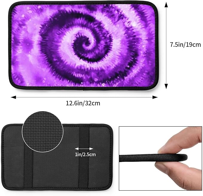 DORKEIXIA Purple Tie Dye Auto Center Console Armrest Pad Universal Car Center Console Cover Seat Box Cover for Sedan, Van, SUV, Truck Car Accessorie